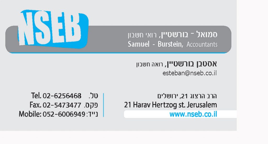 NSEB | עיצוב כרטיס ביקור | עיצוב ניירת משרדית מקצועית | אורית חזון מנדל עיצוב גרפי ובניית אתרים בירושלים